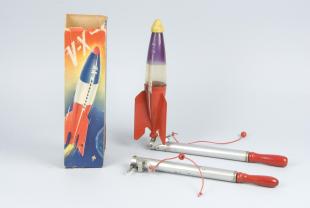 toy rocket launcher and model rocket