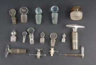 box of glass stoppers and stopcocks