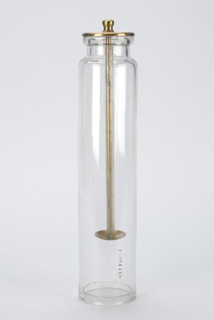 bell jar with a brass cap and rod