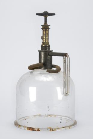 bell jar with brass stopcock and mercury manometer