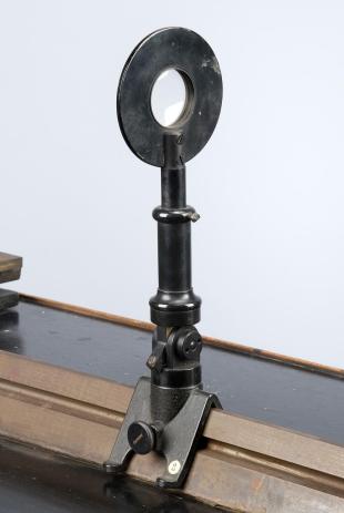 spectacle lens on drop-out stand for photomicrography