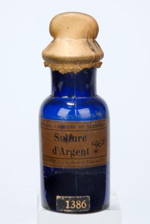 stoppered glass bottle of "Sulfure d'Argent"