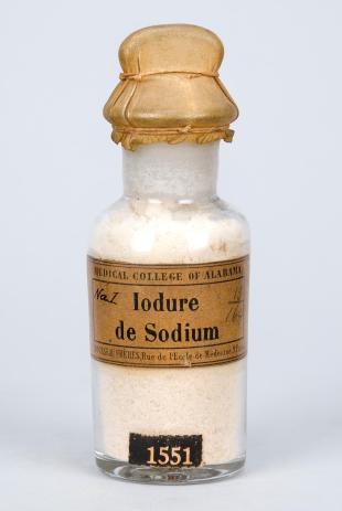 stoppered glass bottle of "Iodure de Sodium"