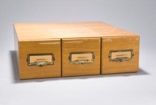 lantern slides on thermodynamics in three drawer wooden cabinet