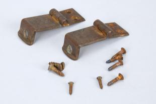hinges and screws (2 hinges and 8 small screws)