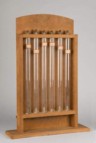 Rack of six discharge tubes with varying pressures